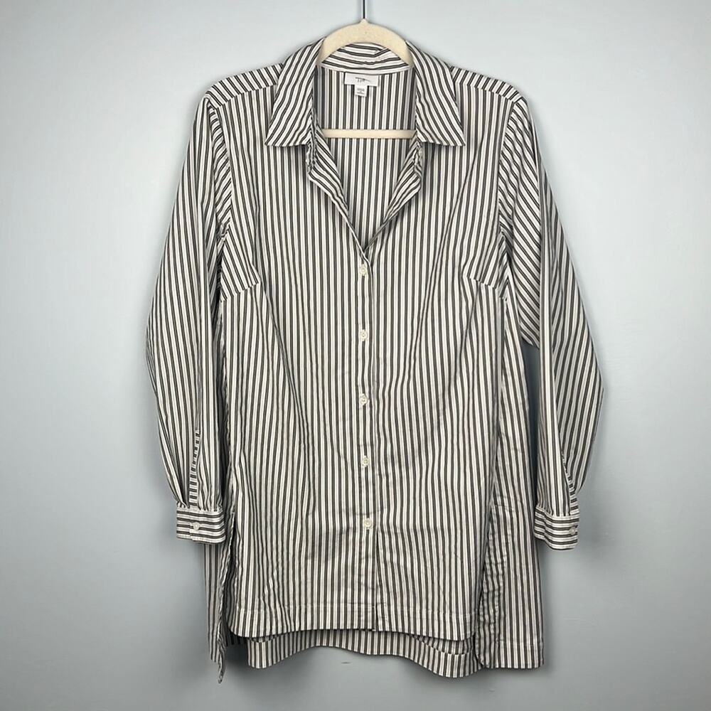 J Jill plus size 1X tunic length striped button down women’s top